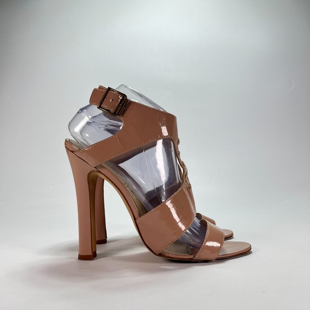 Manolo Blahnik Nude Pink Patent Leather Sandals Heels Women’s Size US 9.5 EU 40